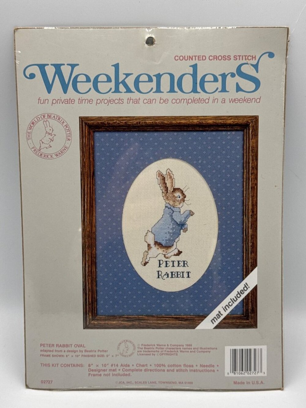 Vintage 1989 JCA Weekenders Peter Rabbit Cross Stitch Kit 02727 Beatrix Potter